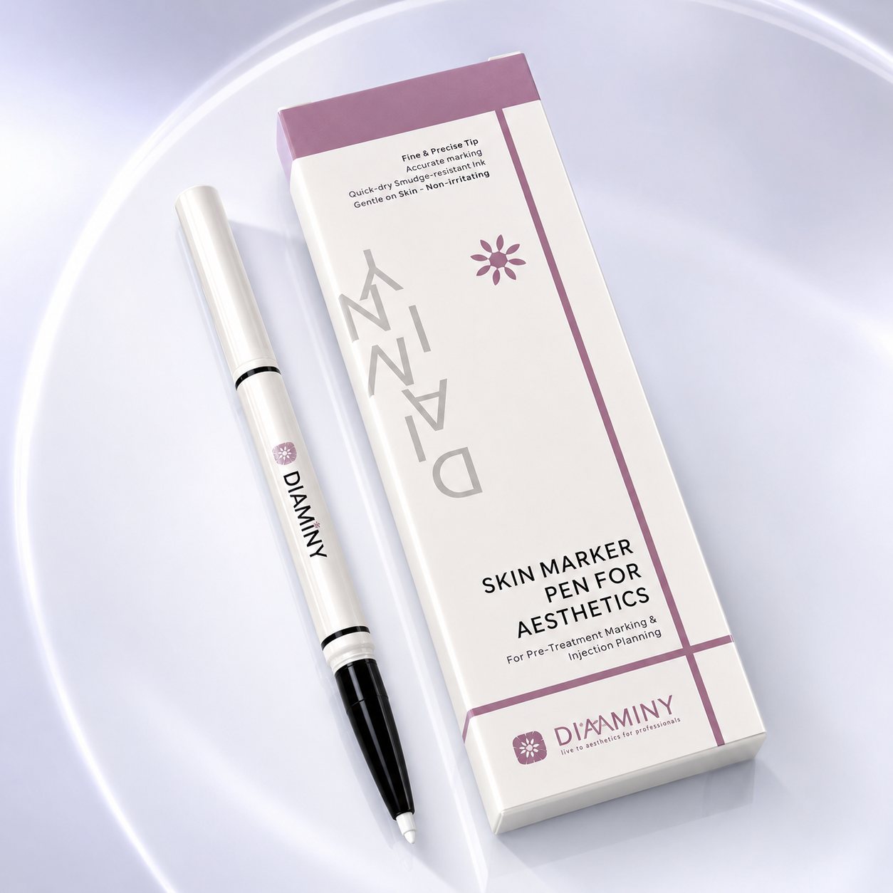 Diaminy Skin Marker Pen | Dual-Ended White Skin Marker| 5 pcs/box